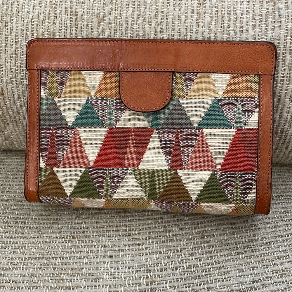 Leather & woven clutch